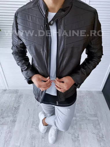 Geaca barbati dark brown piele ecologica B2841 T5-1